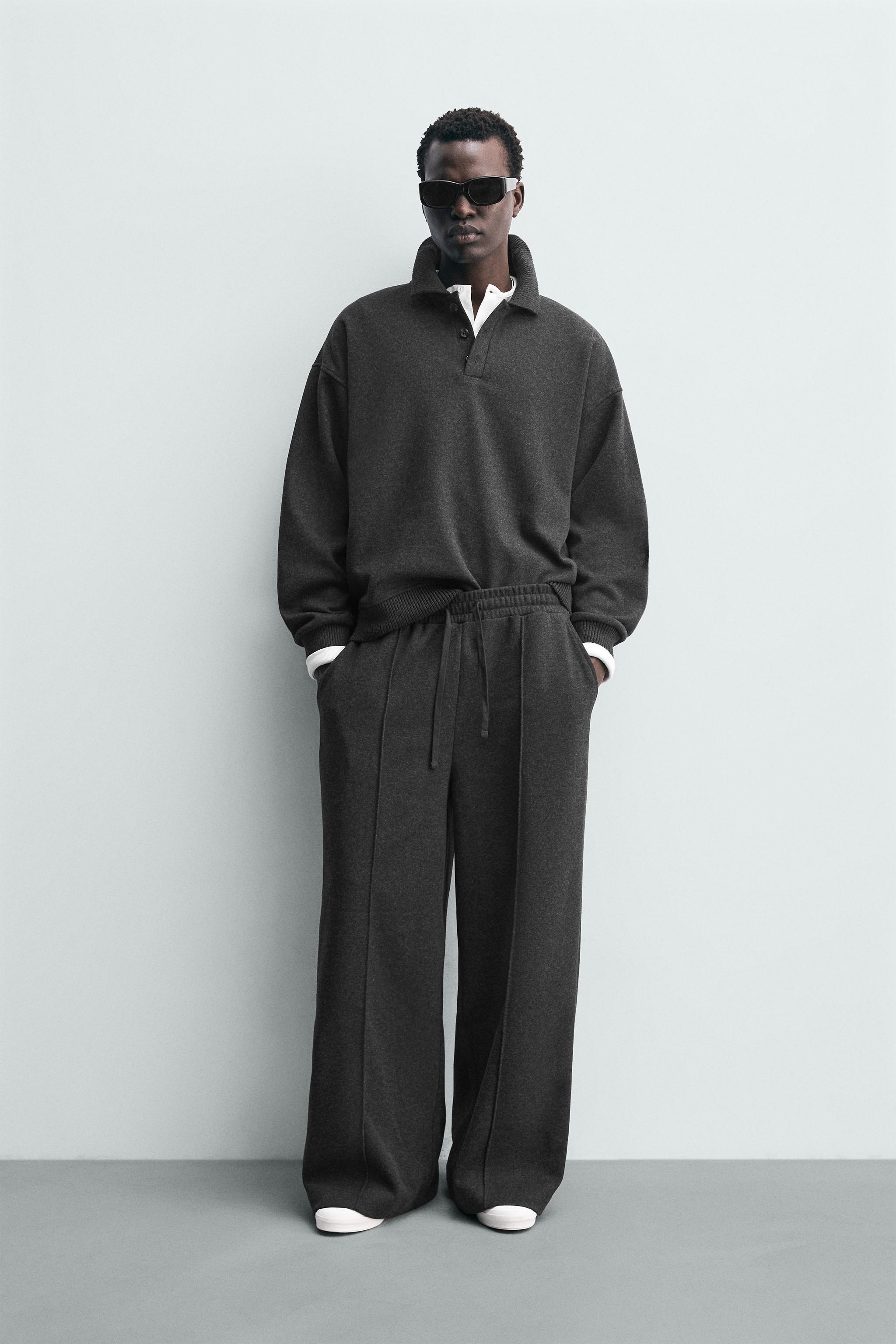TEXTURED POLO SWEATSHIRT
